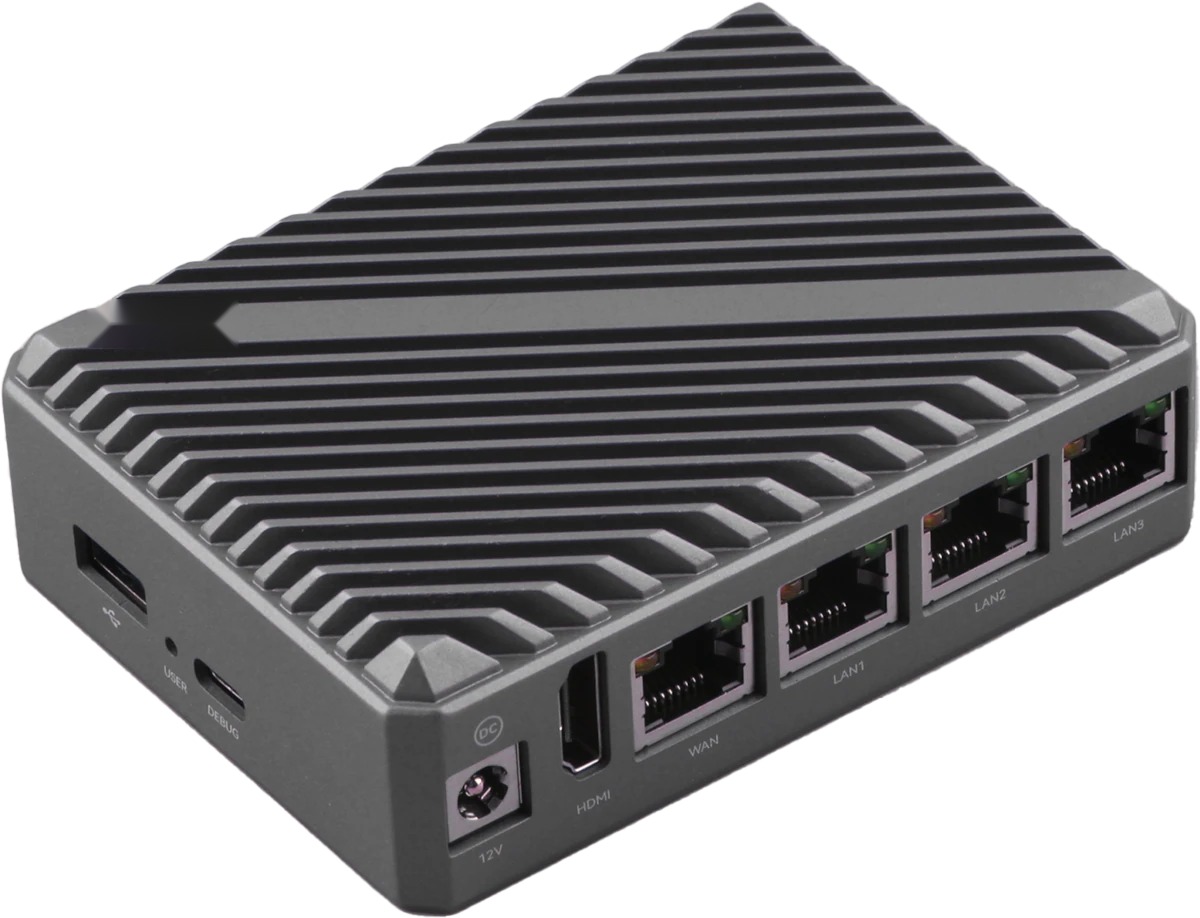 Micro serveur ARM64 industriel RK3582 boîtier aluminium fanless